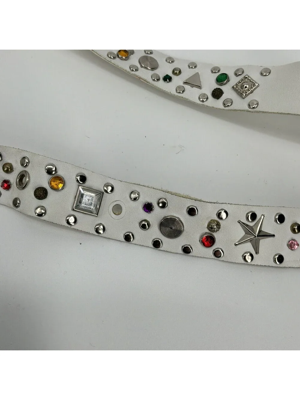 Jana White Bedazzled Rhinestone Y2K Belt Leather Size M